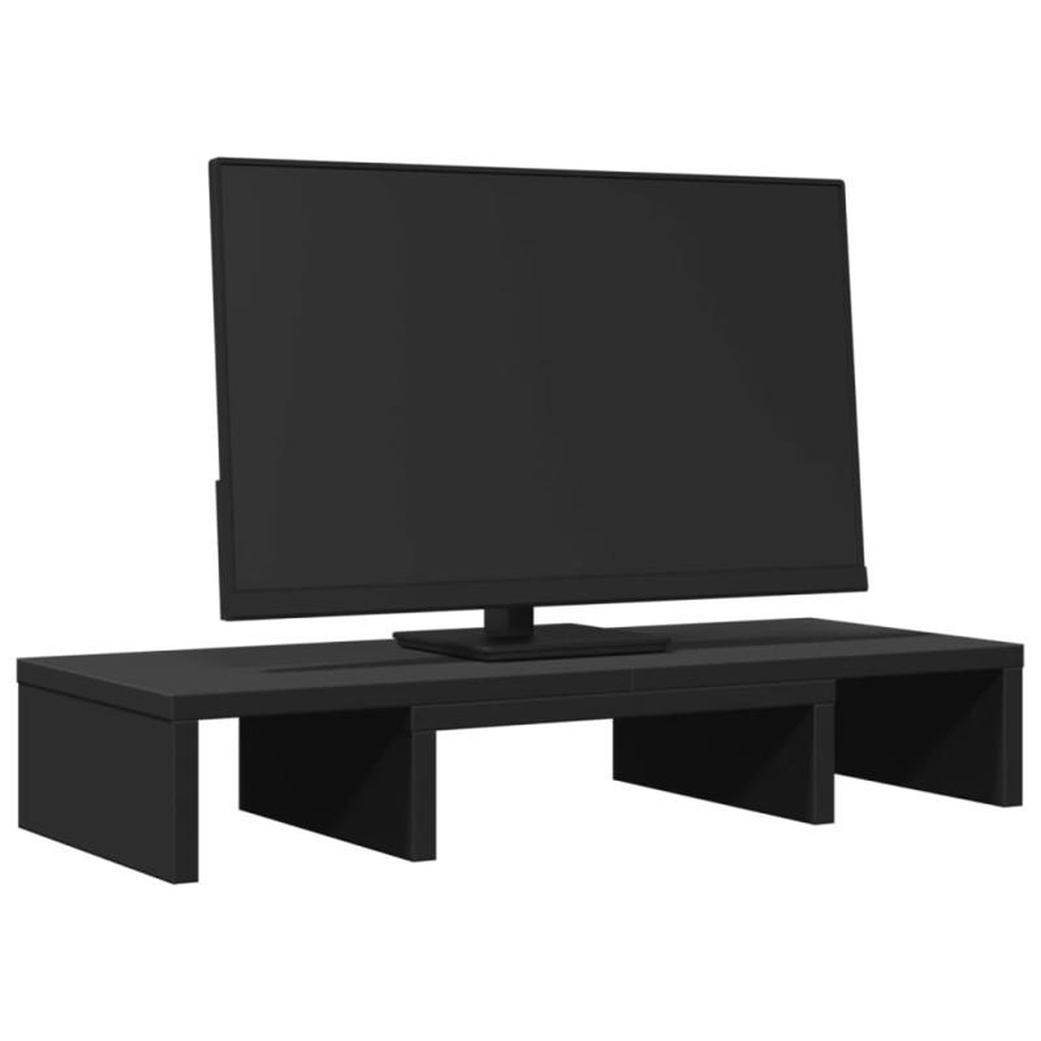 Voir la diapositive 3 : VIDAXL Support de moniteur réglable noir bois d ingénierie