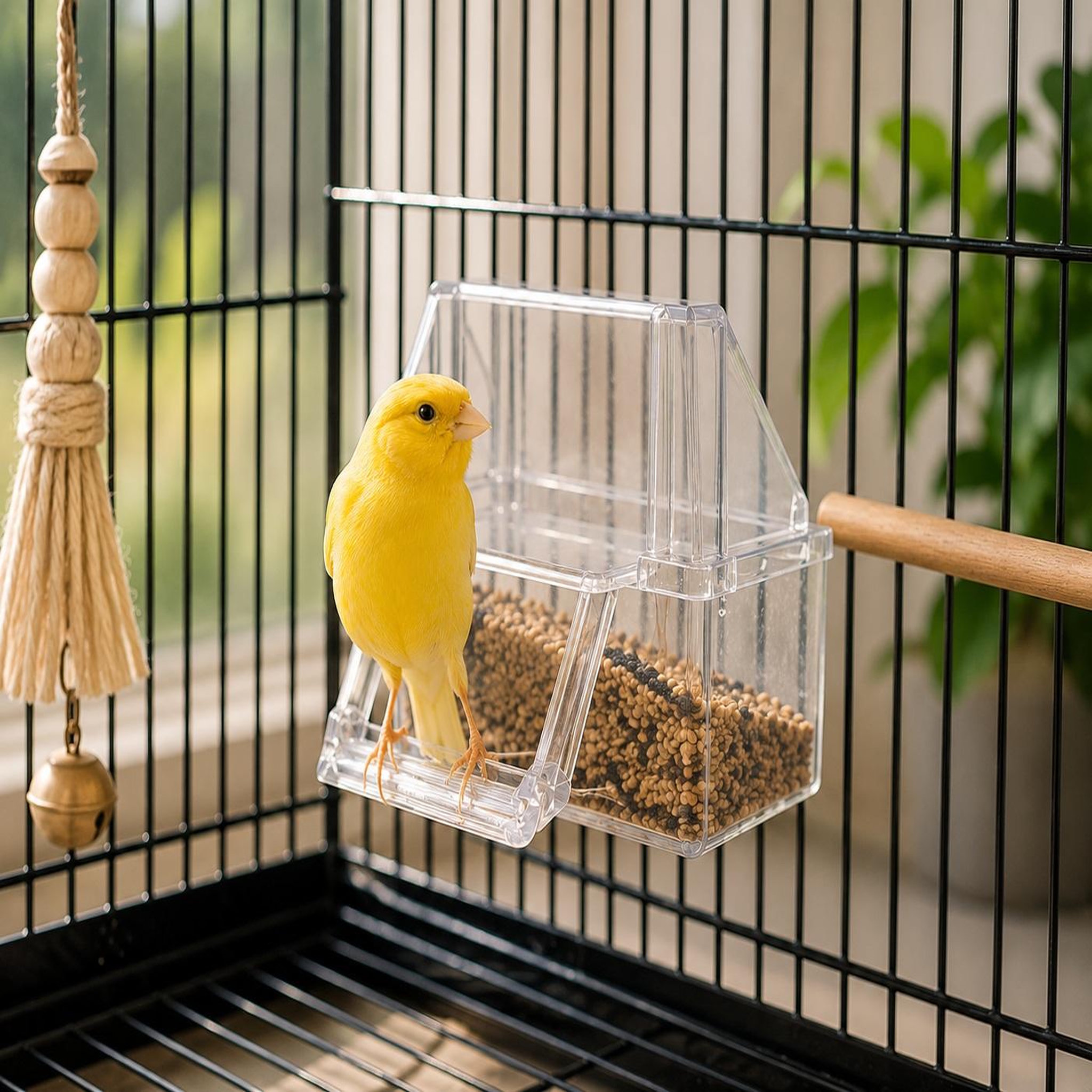 Voir la diapositive 3 : Eden Auget a graines et a eau avec marche pour oiseaux