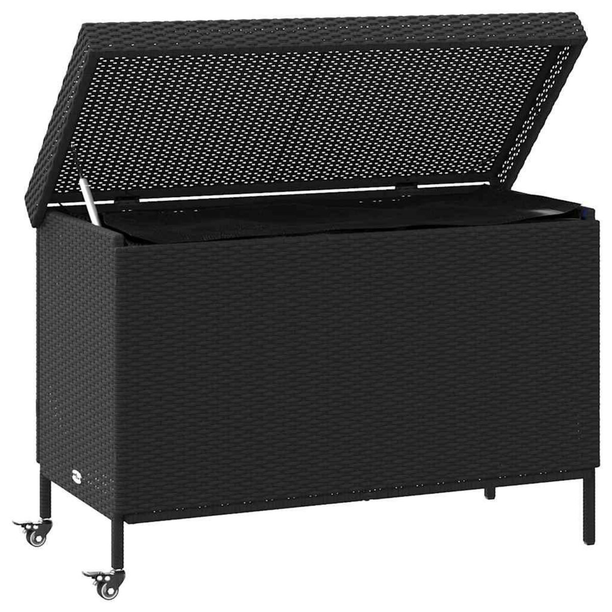 VIDAXL Boîte de rangement de jardin et roues noir resine tressee