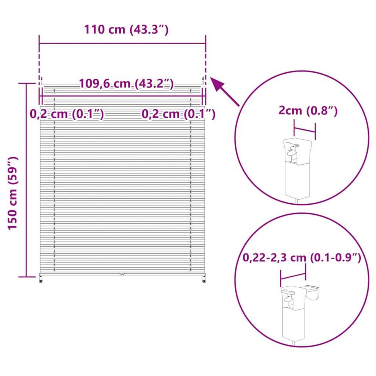 VIDAXL Store plisse 110x150 cm Blanc