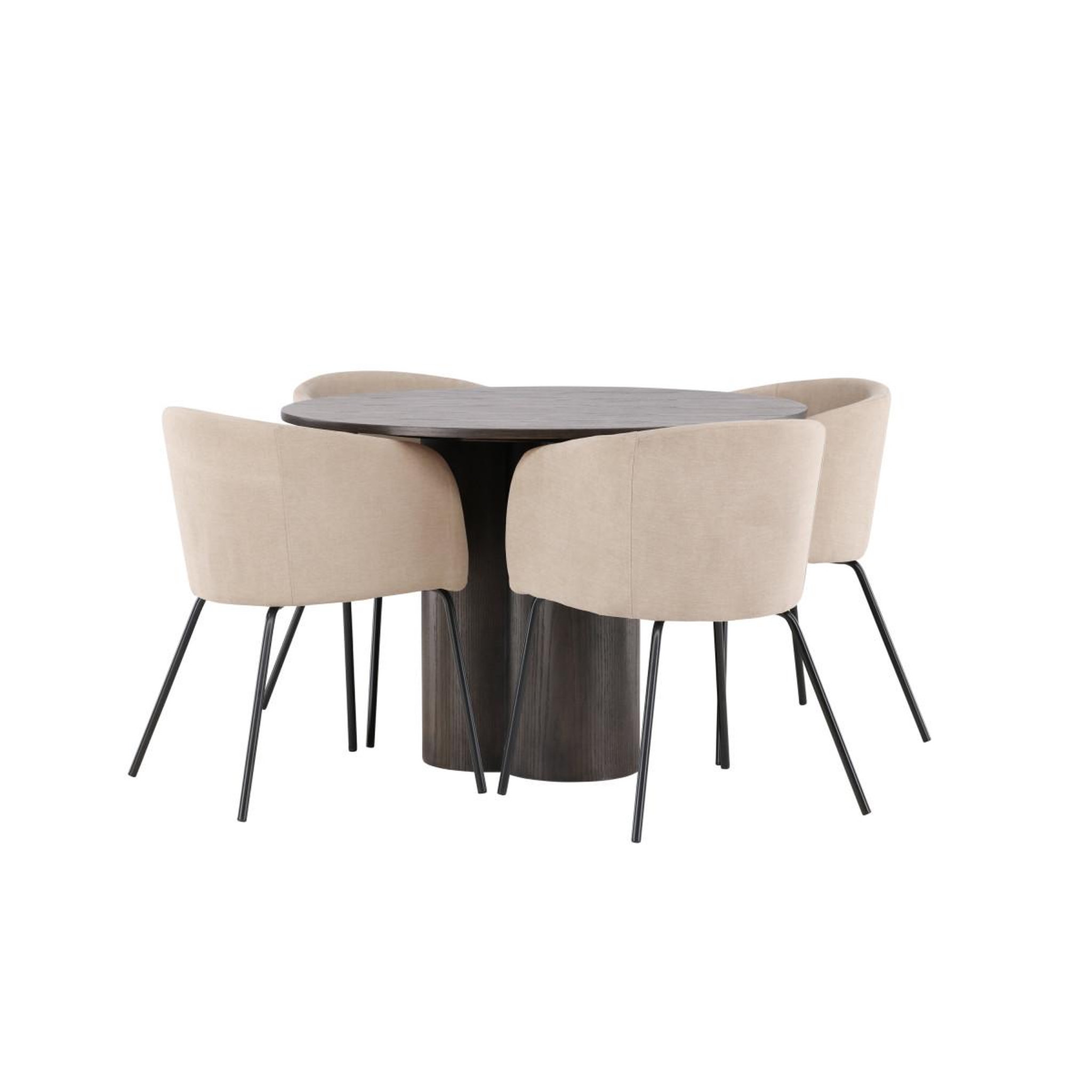 Voir la diapositive 4 : Paris Prix Ensemble table à manger & 4 chaises  olivia & berit  110cm moka & beige
