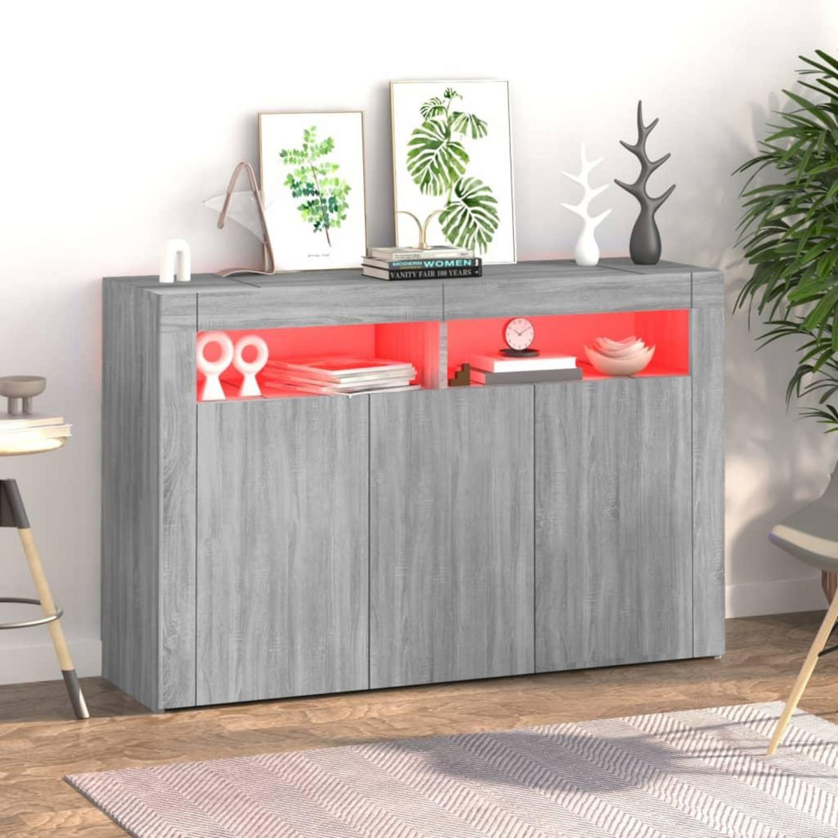 VIDAXL Buffet avec lumieres LED sonoma gris 115,5x30x75 cm