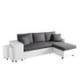 Voir la diapositive 2 : Canapé angle droit convertible + 2 poufs + coffre tissu simili ANETTA