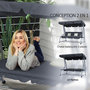 Voir la diapositive 5 : OUTSUNNY Balancelle de jardin 3 places convertible toit inclinaison réglable 2 tablettes support coussins acier polyester gris