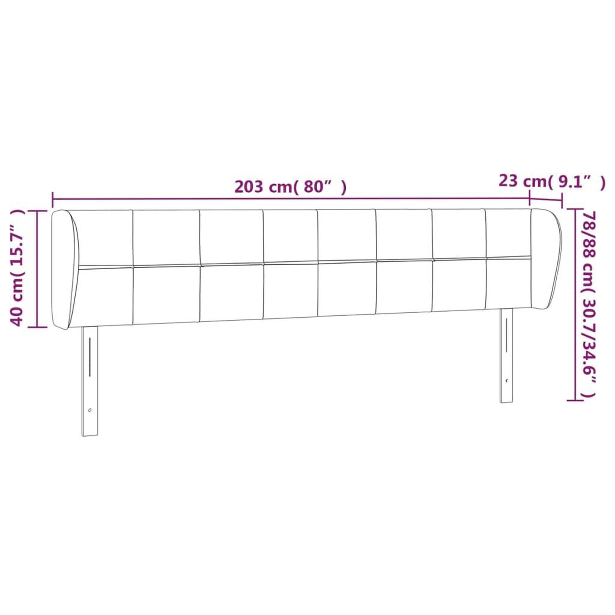Voir la diapositive 6 : VIDAXL Tete de lit avec oreilles Marron fonce 203x23x78/88 cm Tissu