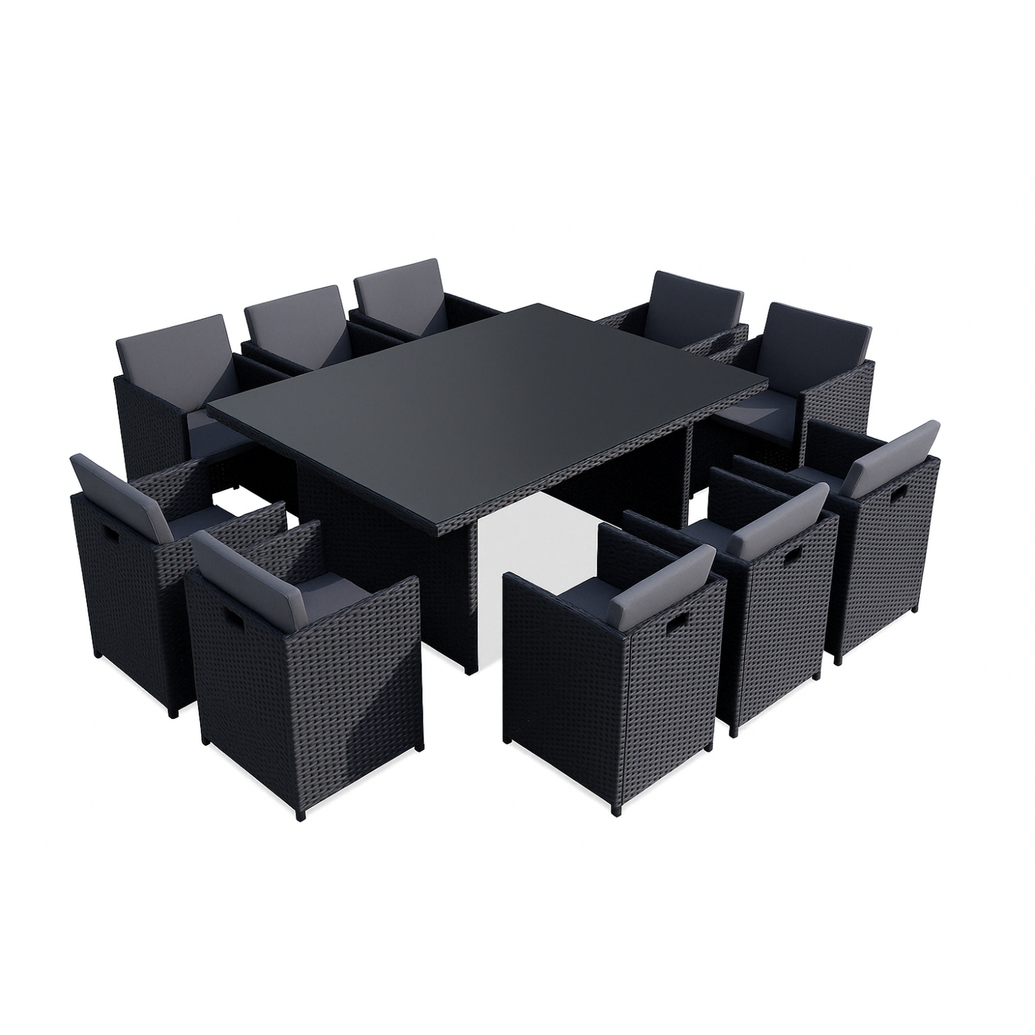 Voir la diapositive 1 : CONCEPT USINE Salon de jardin 6 places noir-gris + housse de protection MIAMI