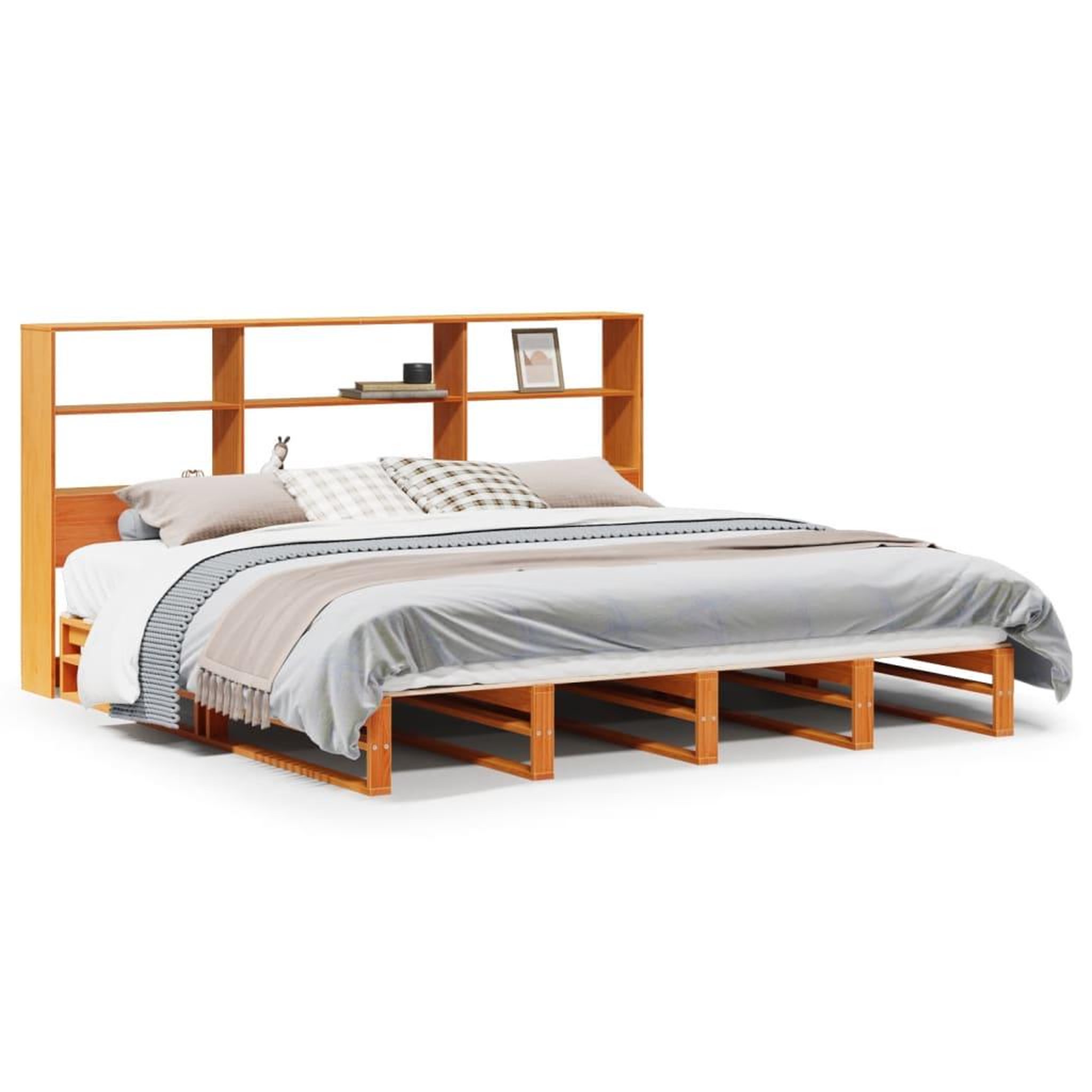 Voir la diapositive 2 : VIDAXL Lit bibliotheque sans matelas cire marron 180x200cm bois massif