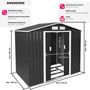 Voir la diapositive 6 : tectake Abri de jardin métal 2,7 m² toiture 2 pans en tôle d'acier gris/blanc