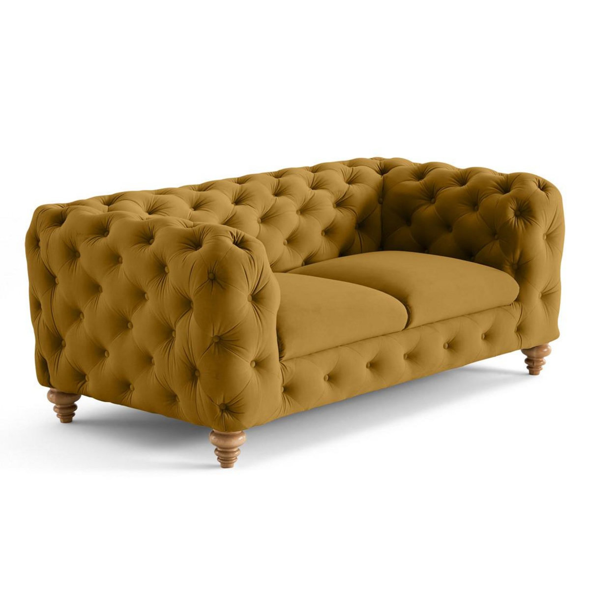 LISA DESIGN Walter - canapé 2 places chesterfield en velours - pieds bois