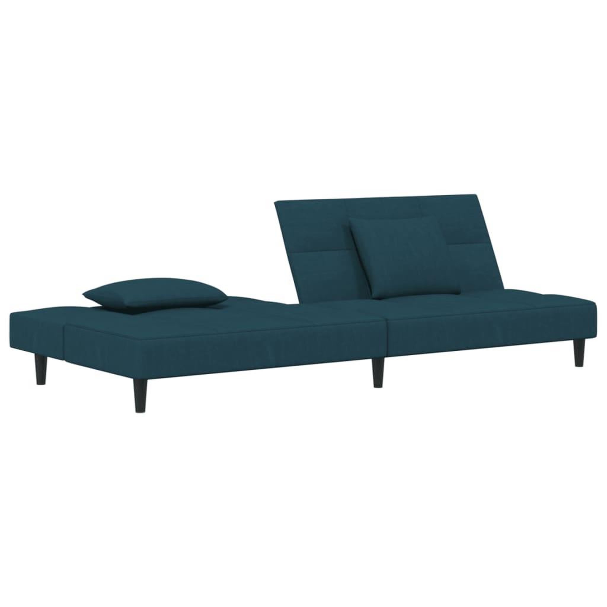 Voir la diapositive 4 : VIDAXL Canape-lit a 2 places avec deux oreillers bleu velours