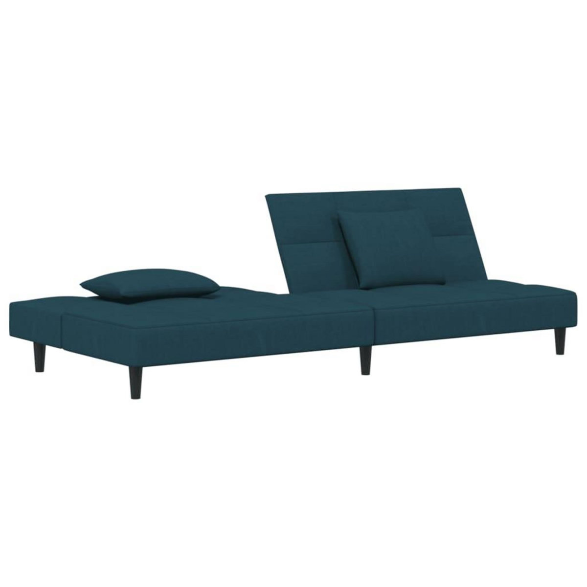 VIDAXL Canape-lit a 2 places avec deux oreillers bleu velours