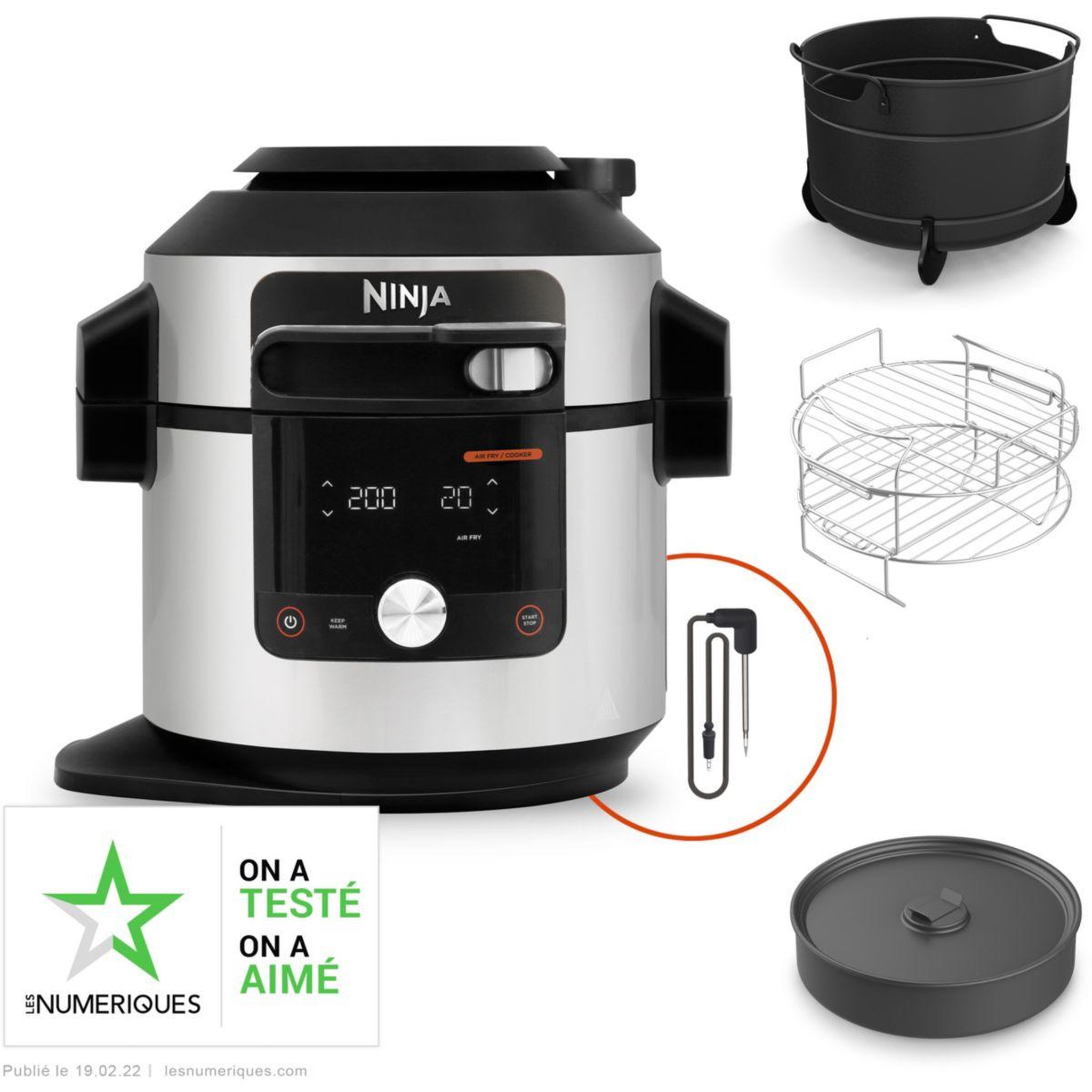 NINJA Multicuiseur Foodi Max OL750EU  gris/noir 7,5 L, 14 modes de cuisson dont air fryer