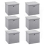Voir la diapositive 1 : FIVE Lot de 6 boites de rangement en tissu avec couvercle - 31x31x31cm - Gris