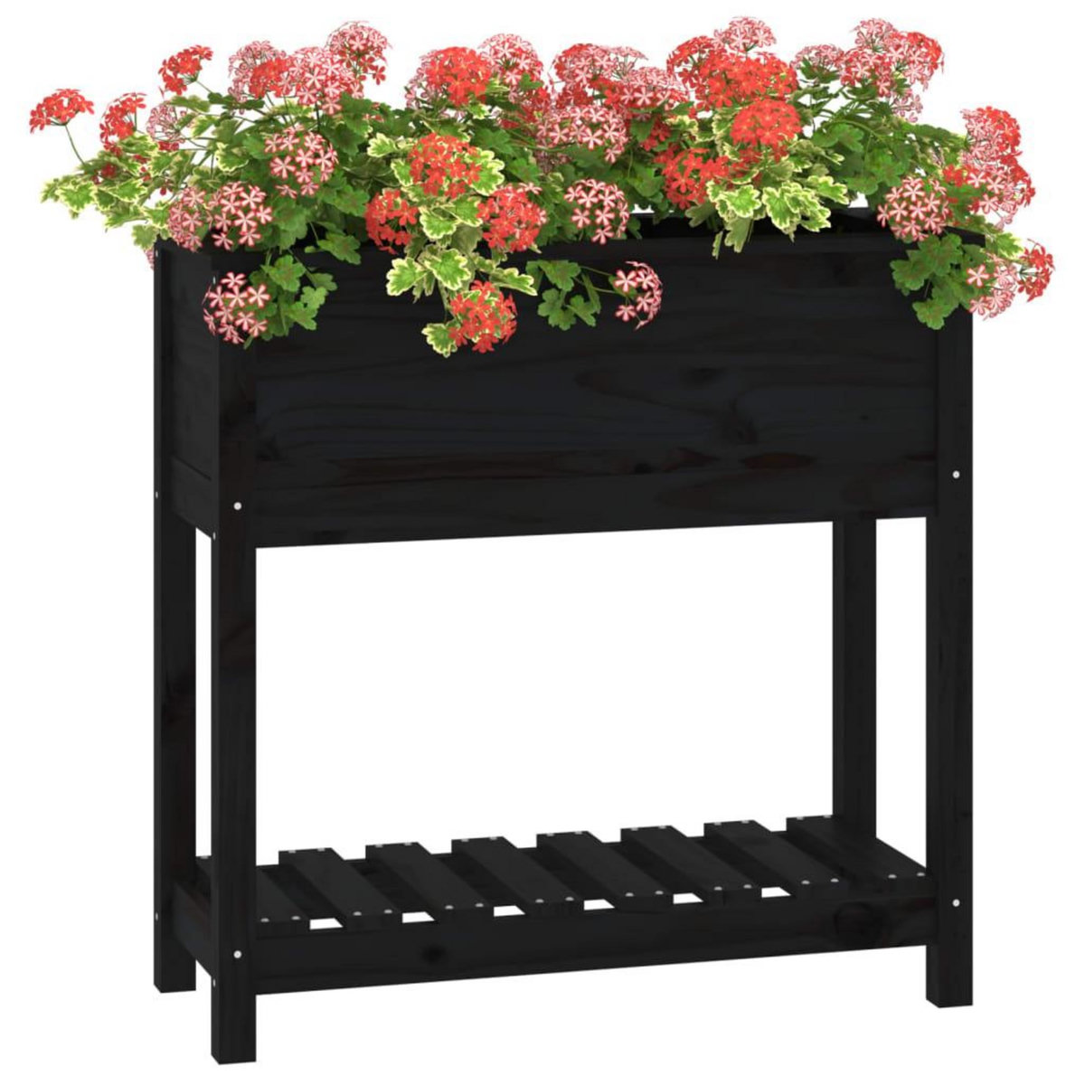 VIDAXL Jardiniere avec etagere Noir 82,5x34,5x81 cm Bois massif de pin