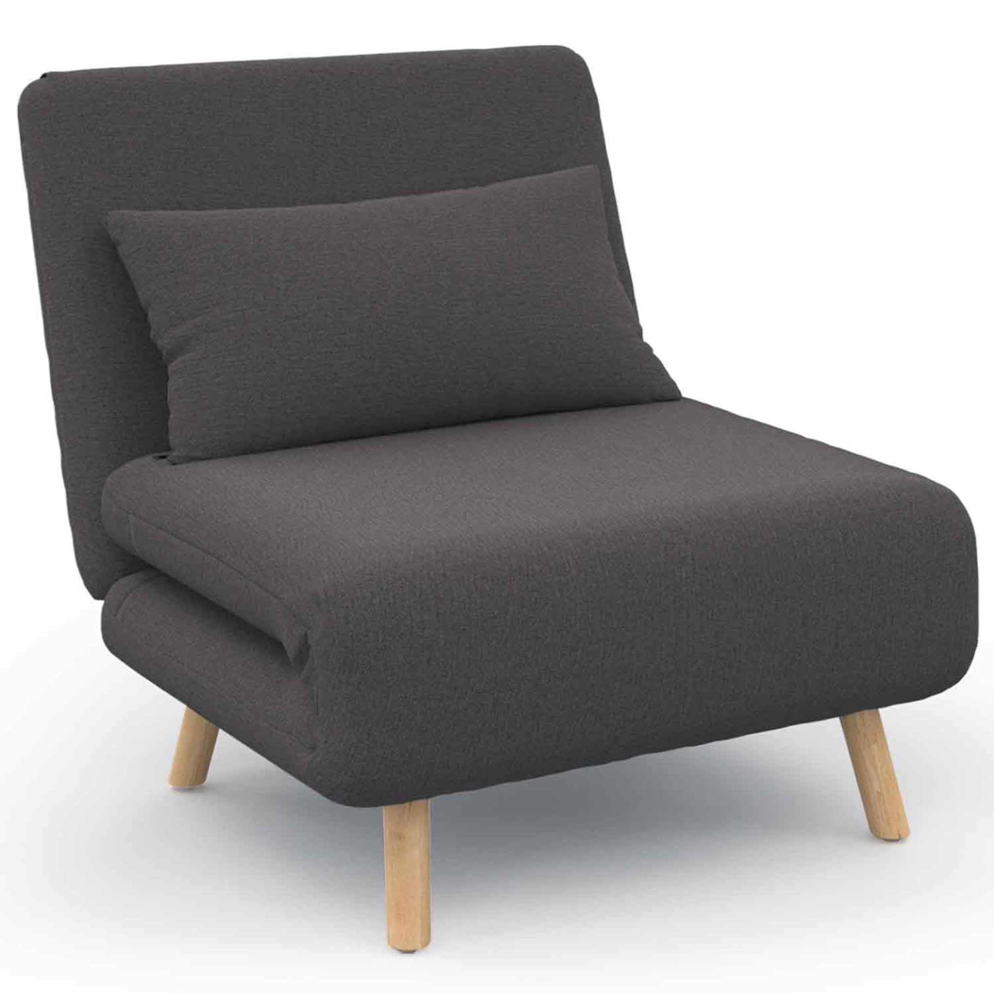 ID MARKET Fauteuil convertible romeo lit d'appoint 1 place 80x190 cm tissu gris anthracite