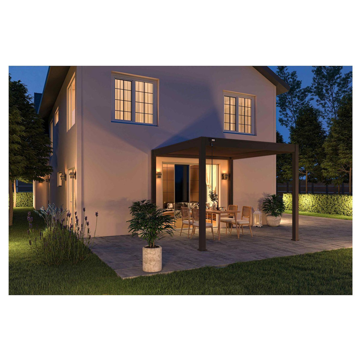 OMBREA Pergola bioclimatique - Autoportante -Aluminium Anthracite -3 x 3m OMBREA