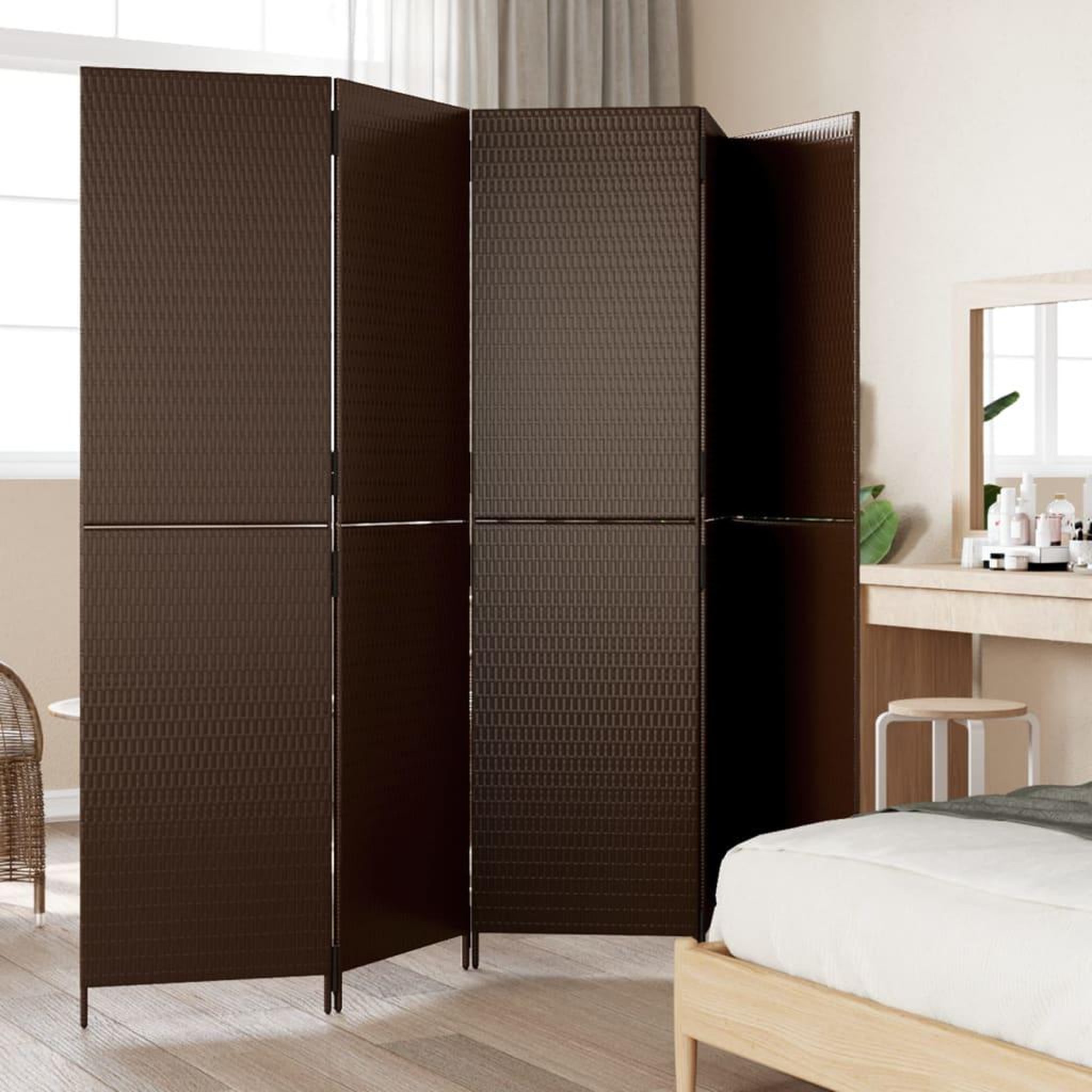 Voir la diapositive 3 : VIDAXL Cloison de separation 5 panneaux marron resine tressee