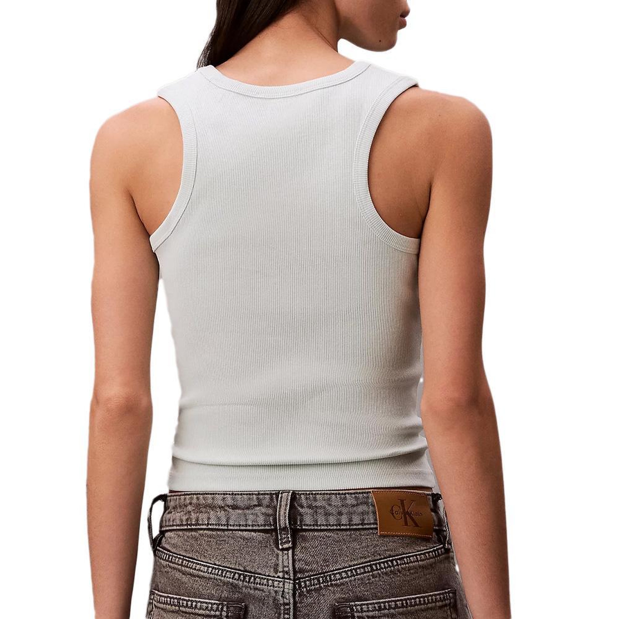 Voir la diapositive 2 : CALVIN KLEIN JEANS Débardeur Vert Pale Femme Calvin Klein Jeans A Woven Label