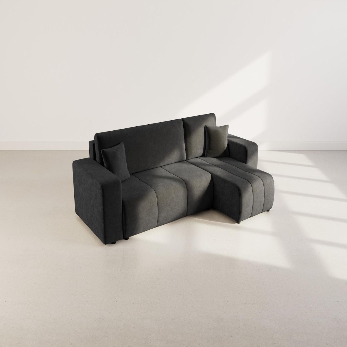 BEST MOBILIER Nicole - canapé d'angle réversible 4 places convertible avec coffre en tissu