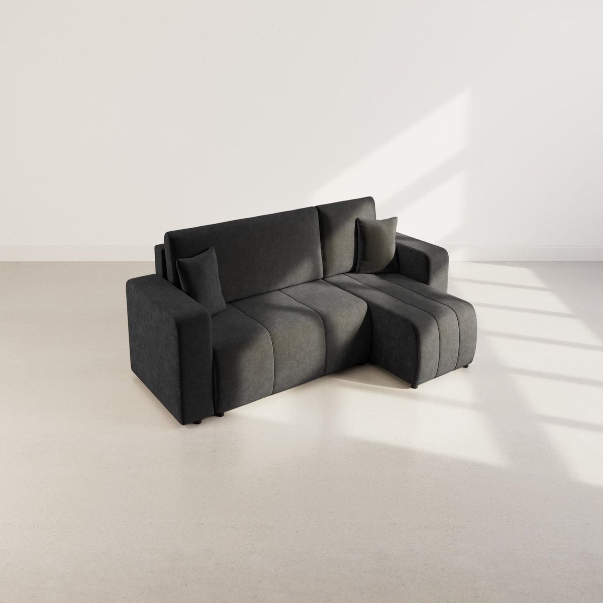 BEST MOBILIER Nicole - canapé d'angle réversible 4 places convertible avec coffre en tissu