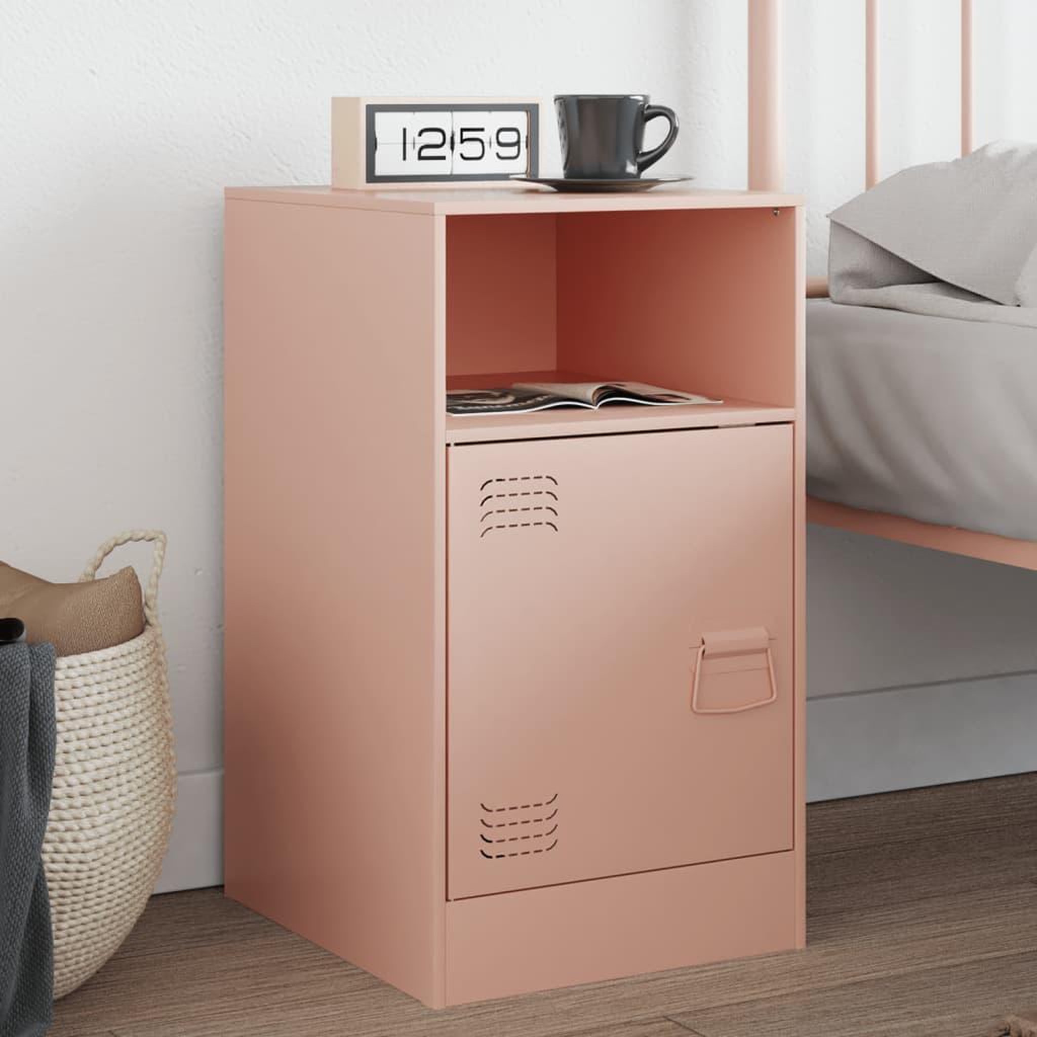 VIDAXL Table de chevet rose 34,5x39x62 cm acier