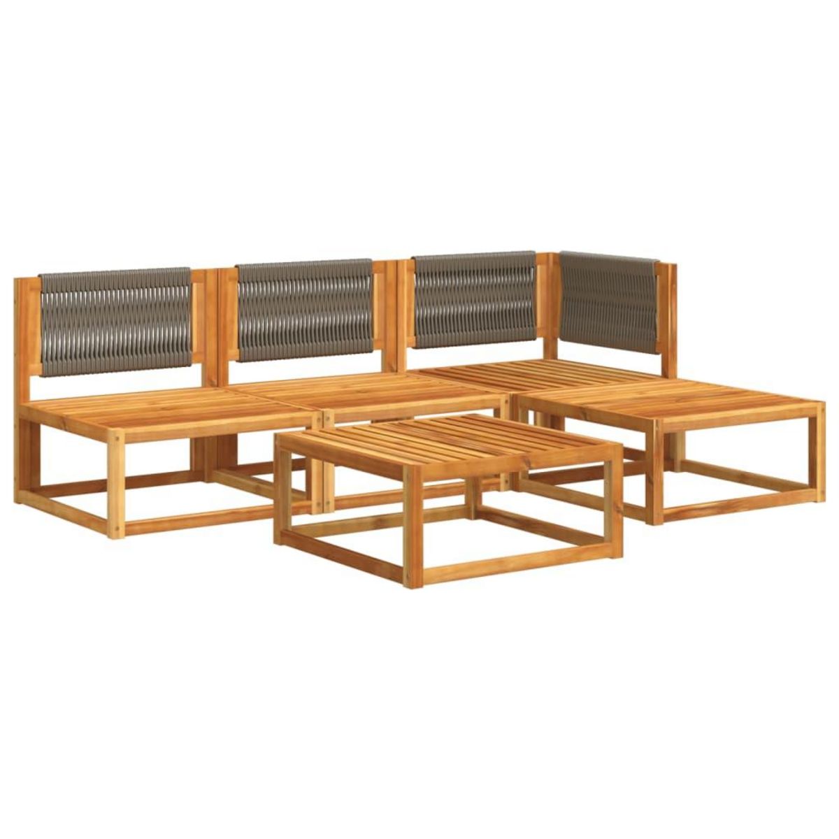 VIDAXL Salon de jardin avec coussins 5 pcs Bois d'acacia solide