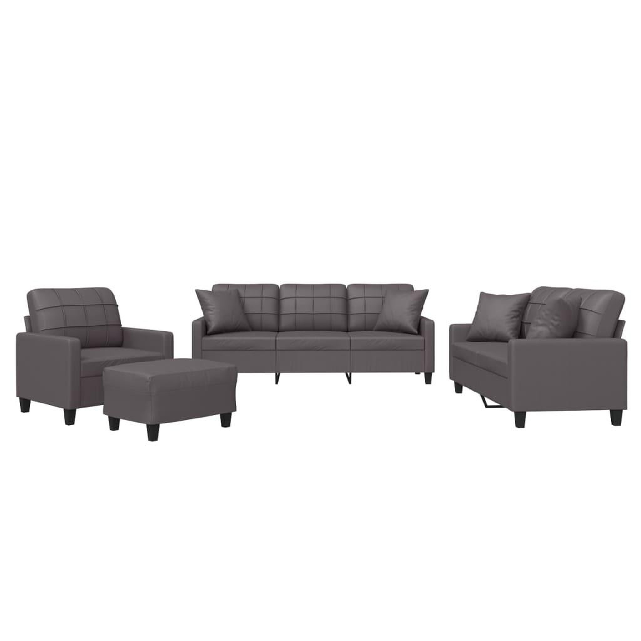 Voir la diapositive 2 : VIDAXL Ensemble de canapes 4 pcs avec coussins gris similicuir