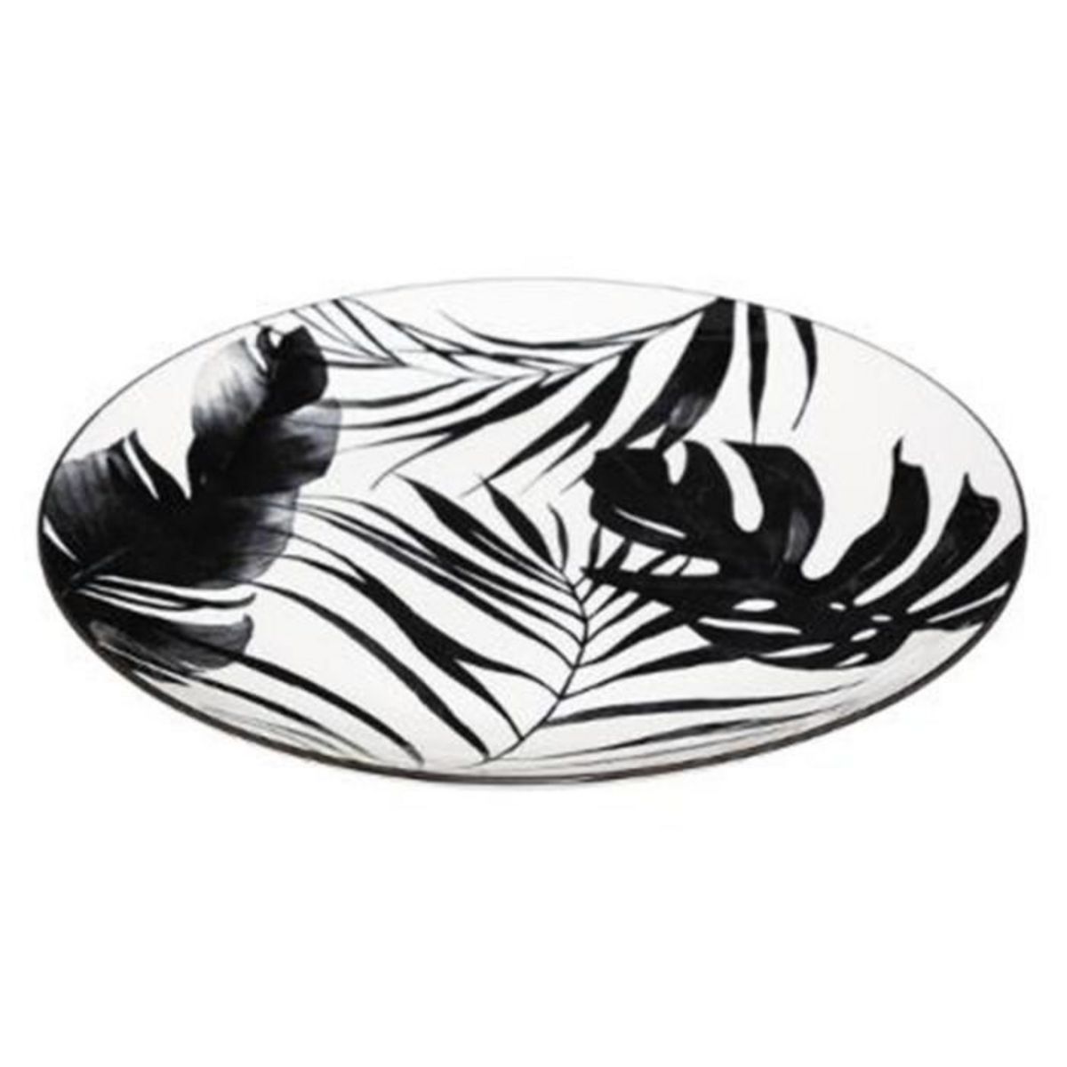 SECRET DE GOURMET Lot de 6 Assiettes Plates  Palme  26cm Noir
