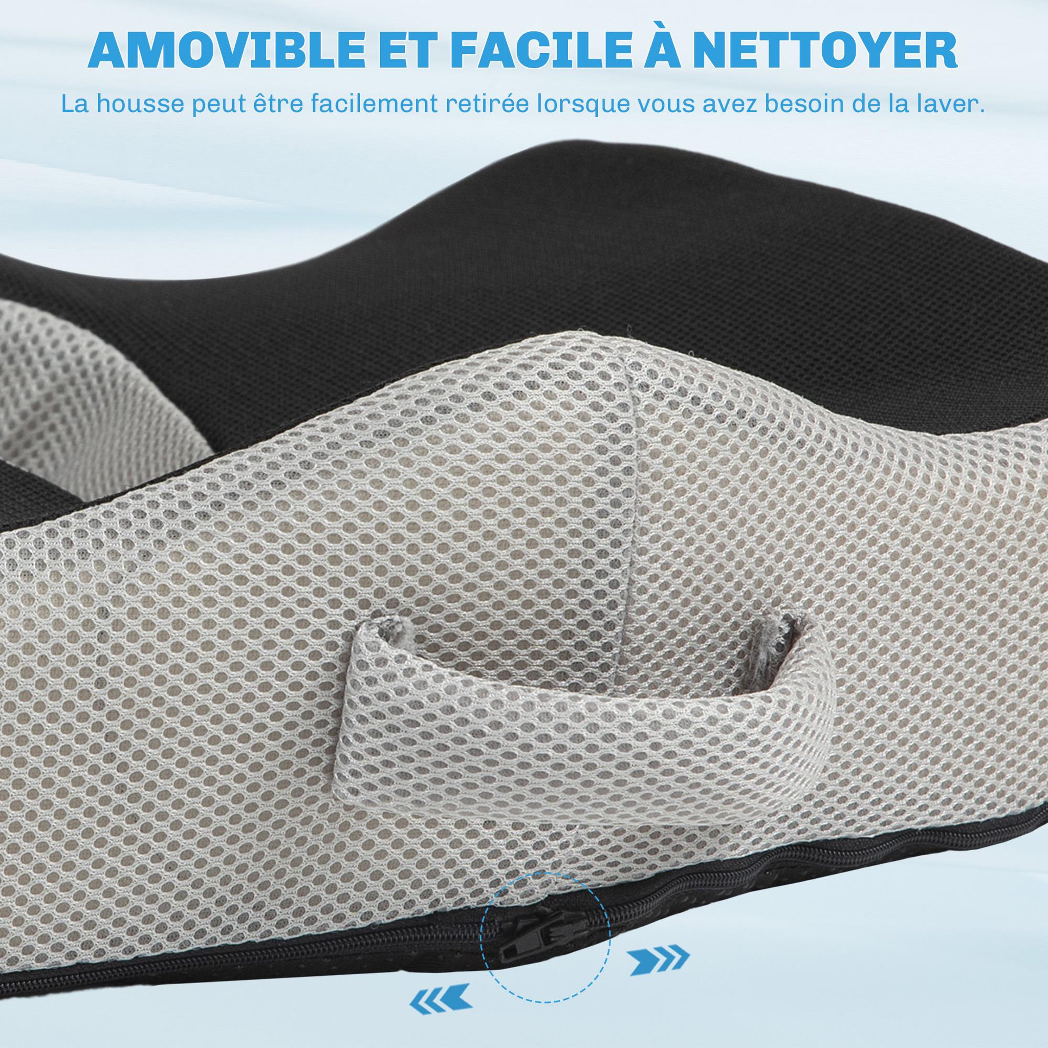 Voir la diapositive 6 : HOMCOM Coussin siège de chaise de bureau en mousse à mémoire de forme - coussin coccyx ergonomique - maille gris noir
