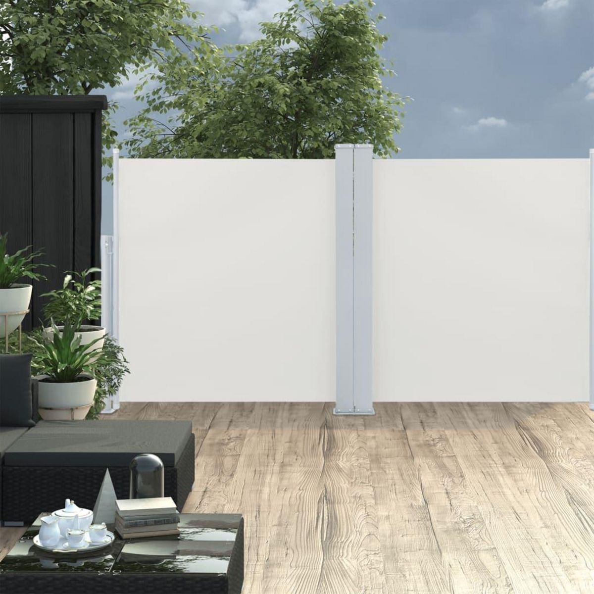 VIDAXL Auvent lateral retractable Creme 100 x 600 cm