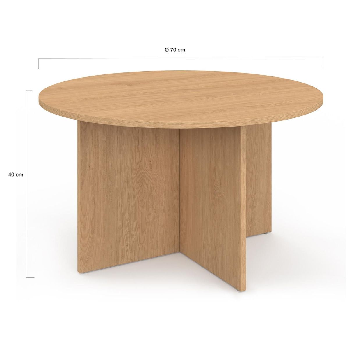 ID MARKET Table basse ronde MARTHE 70 cm bois façon hêtre