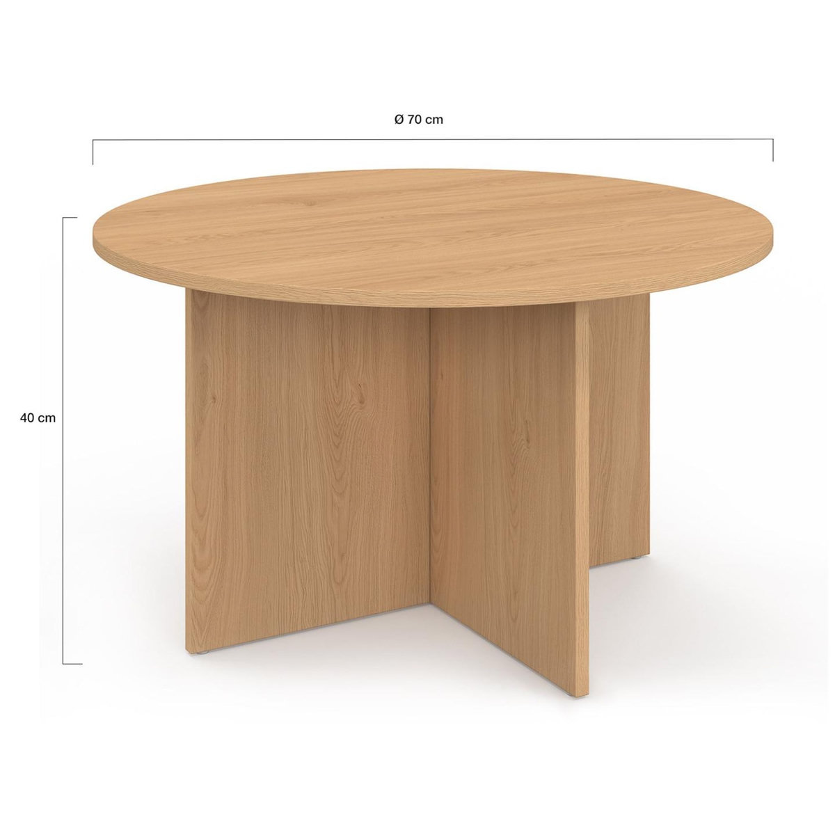ID MARKET Table basse ronde MARTHE 70 cm bois façon hêtre
