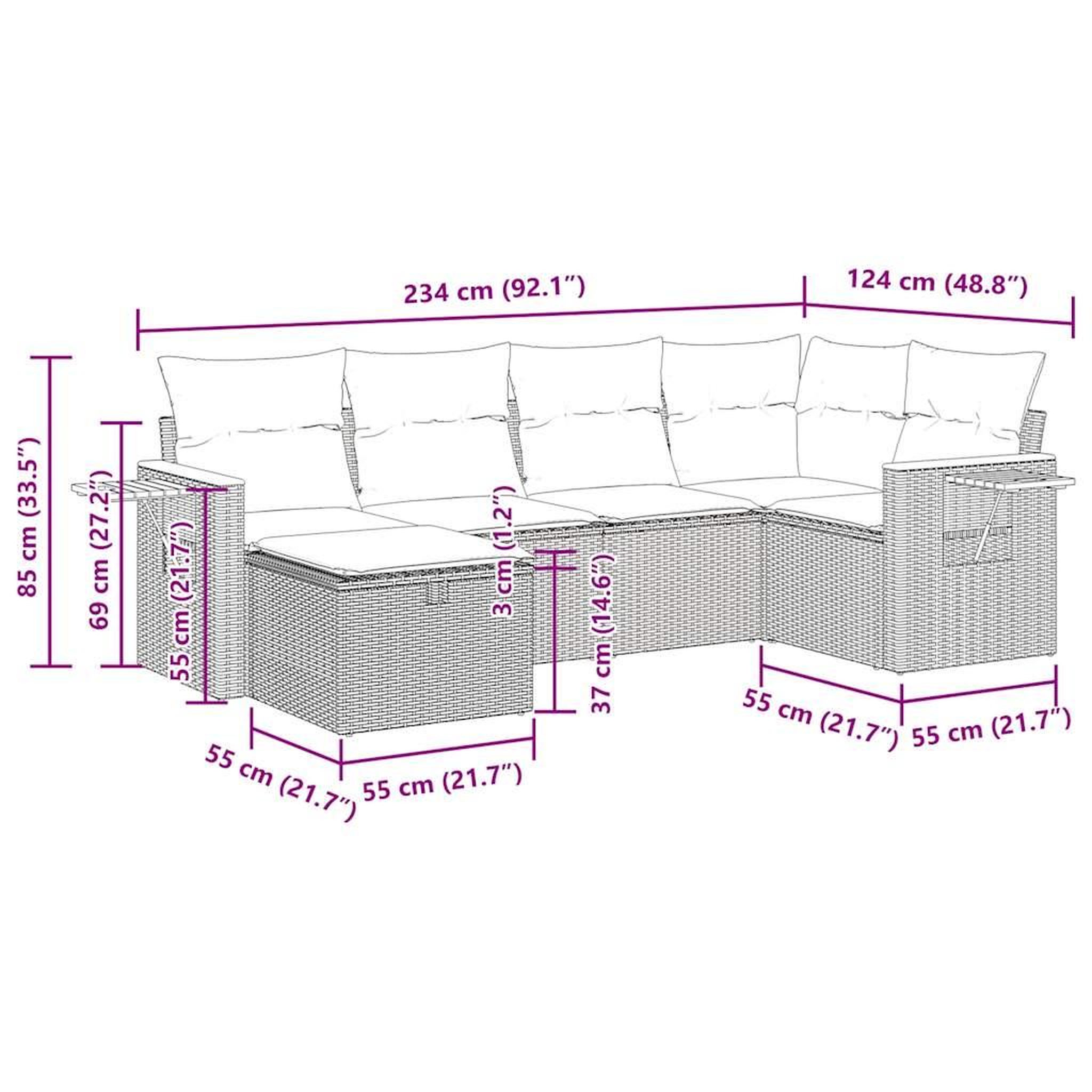 Voir la diapositive 6 : VIDAXL Salon de jardin 6 pcs avec coussins noir resine tressee