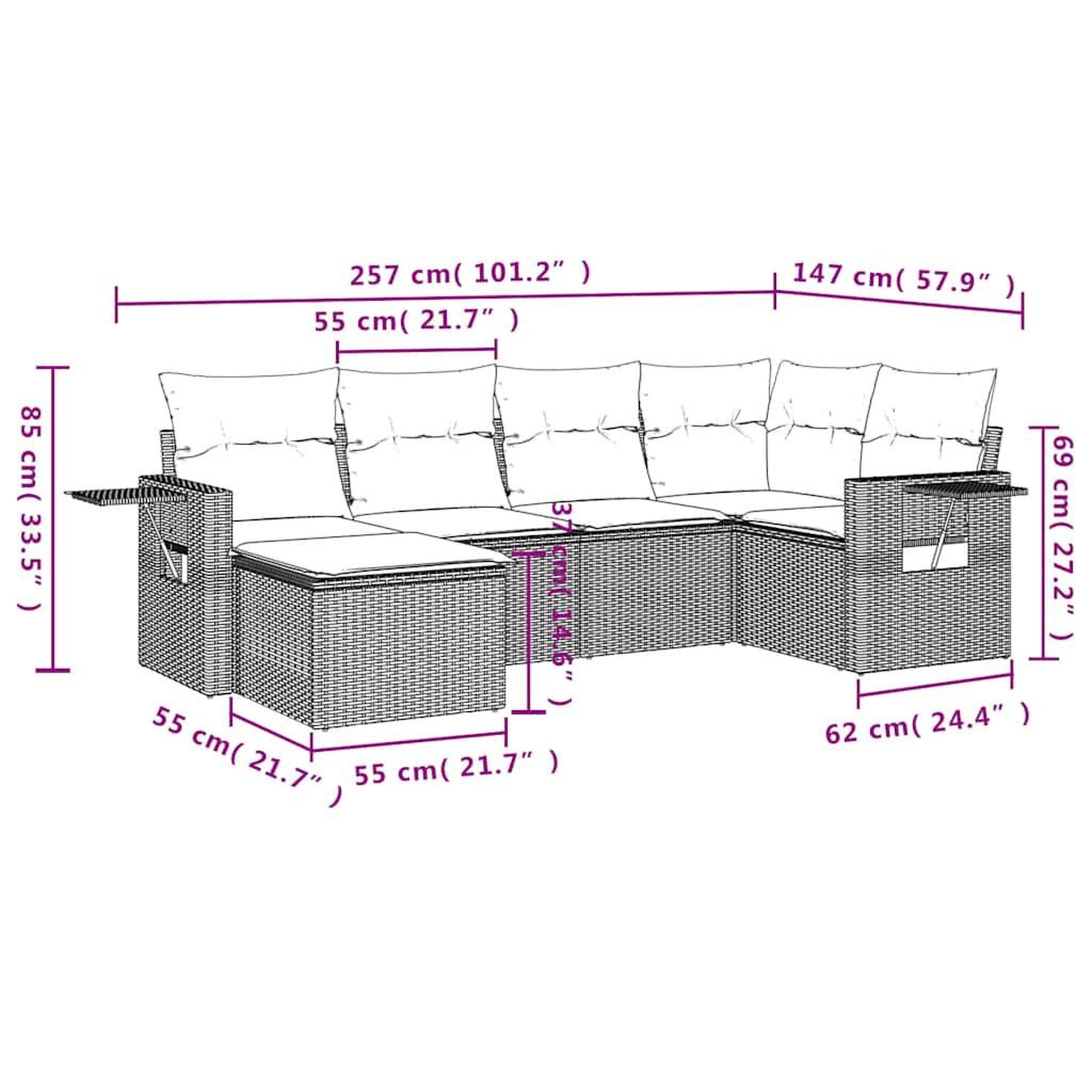 Voir la diapositive 6 : VIDAXL Salon de jardin 6 pcs avec coussins gris clair resine tressee