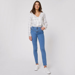 Jean Skinny Taille Haute Femme - Denim Extensible Et Confortable - Coupe Adjustée Hanches Et Jambes - 3 Longueurs Disponibles