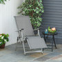Voir la diapositive 2 : OUTSUNNY Chaise longue pliable dossier & repose-pied réglable multi-positions métal époxy textilène gris