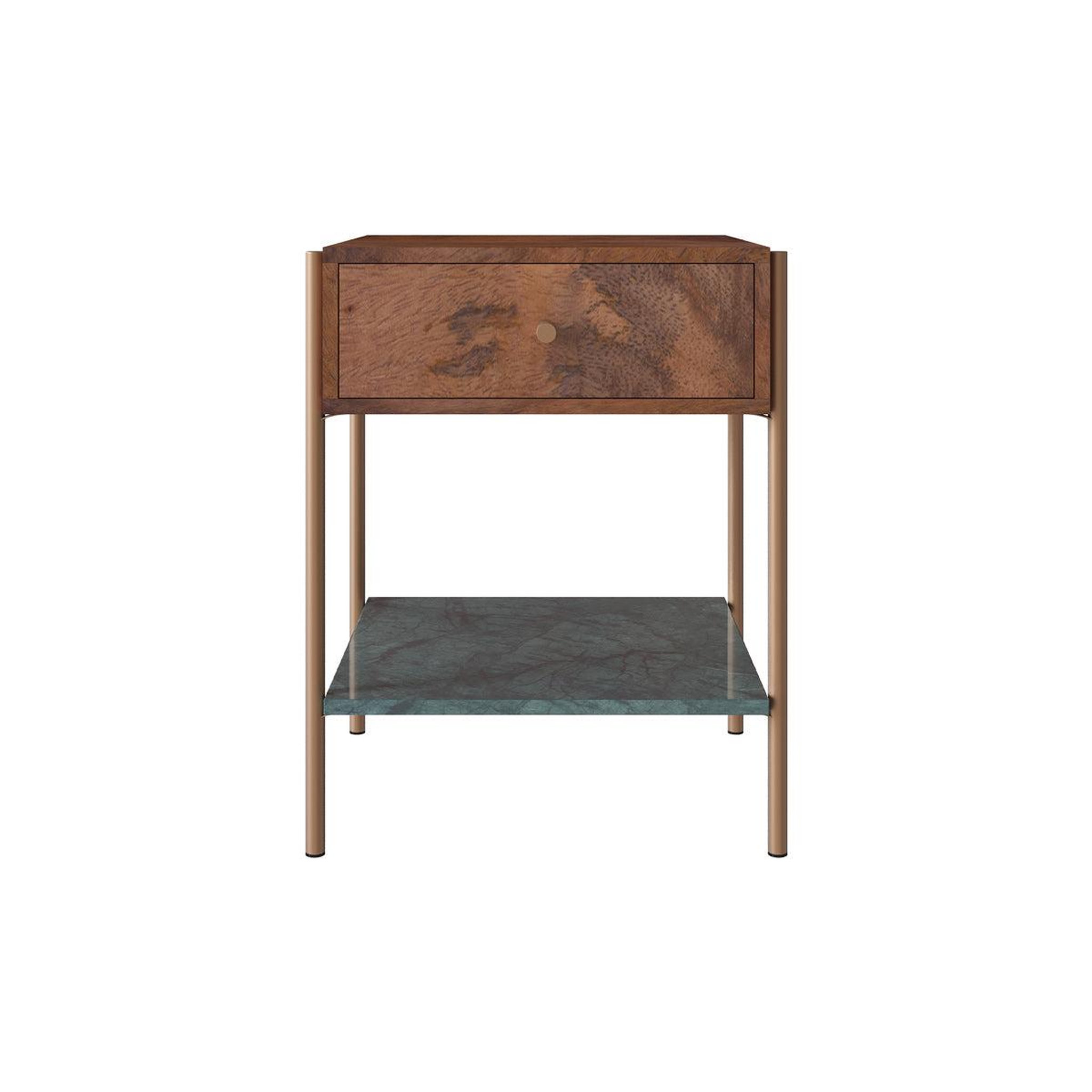 MAISON PAVANE Table de chevet en bois de manguier et marbre vert-doori