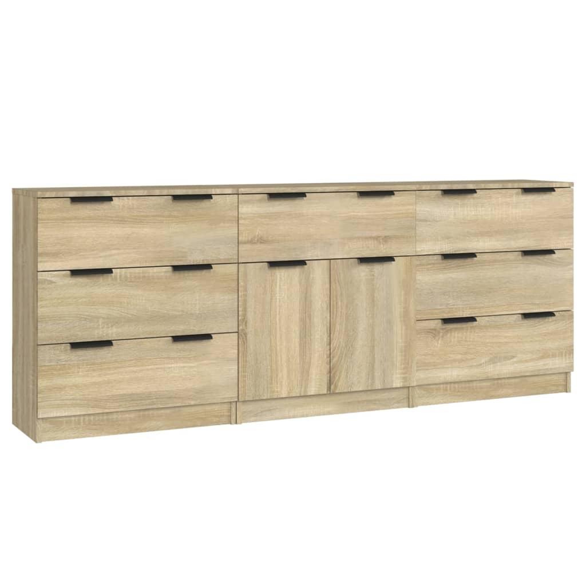 Voir la diapositive 2 : VIDAXL Buffets 3 pcs Chene sonoma Bois d'ingenierie