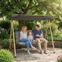 Voir la diapositive 2 : OUTSUNNY Balancelle de jardin 3 places design structure acier effet bois auvent réglable gris