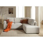 LISA DESIGN Livy - canapé d'angle convertible - avec coffre - en velours côtelé - 5 places - droit. Coloris disponibles : Orange, Vert, Gris, Bleu, Jaune, Beige