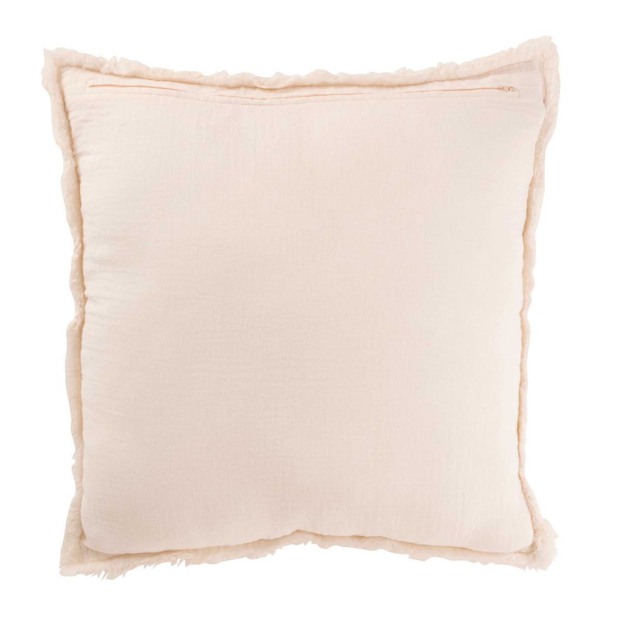 Voir la diapositive 2 : J-LINE Coussin déco  effiloché  50x50cm blanc