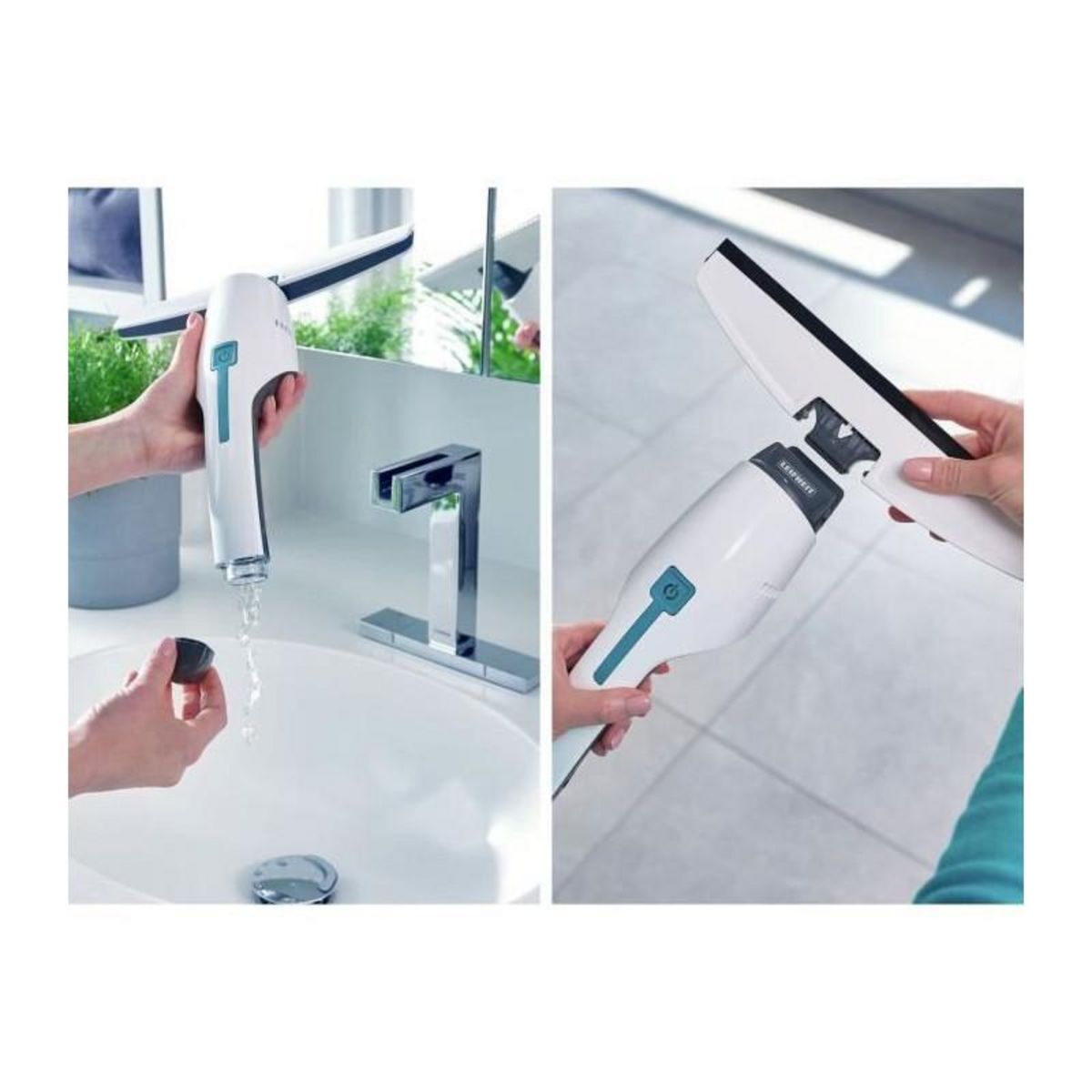 Leifheit LEIFHEIT 51035 - Aspirateur a vitres et salle de bains Nemo - Reservoir 60ml - Autonomie 45min - IPX7 - Design ergonomique et fi