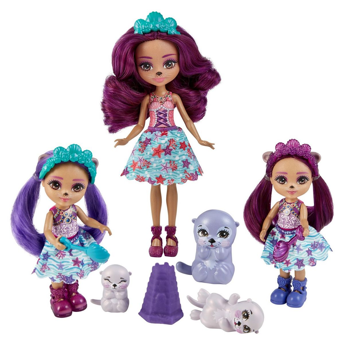 MATTEL Mini-poupée Enchantimals - Famille Loutre et accessoires