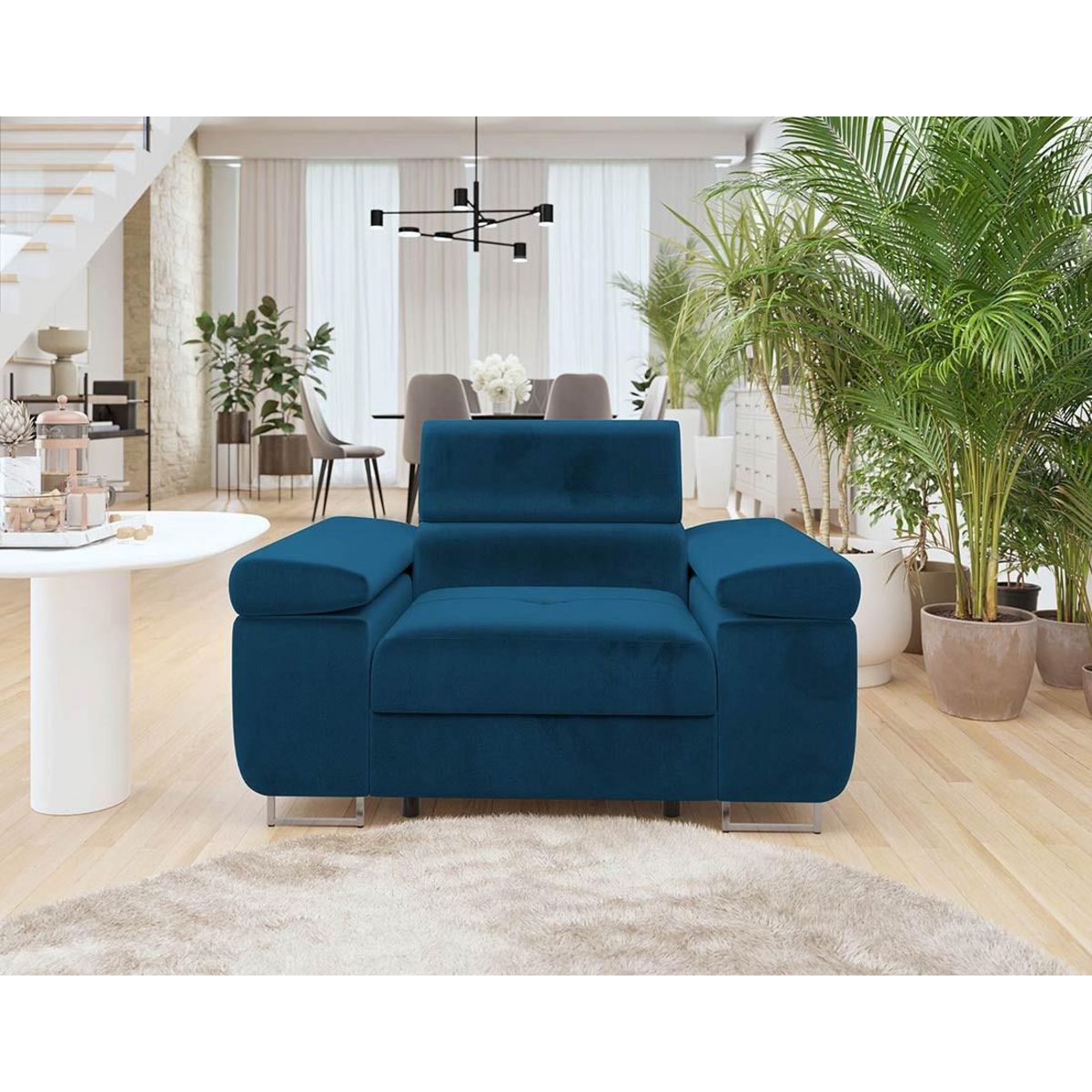 BEST MOBILIER Pablo - fauteuil avec têtière ajustable - en velours