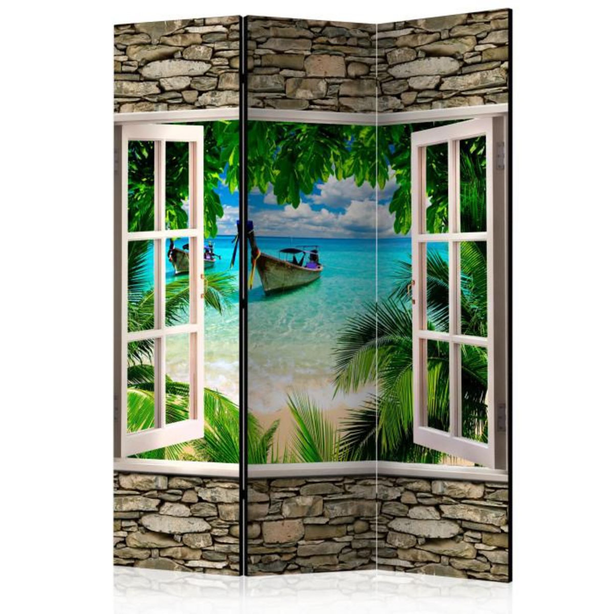 Paris Prix Paravent 3 Volets  Tropical Beach  135x172cm