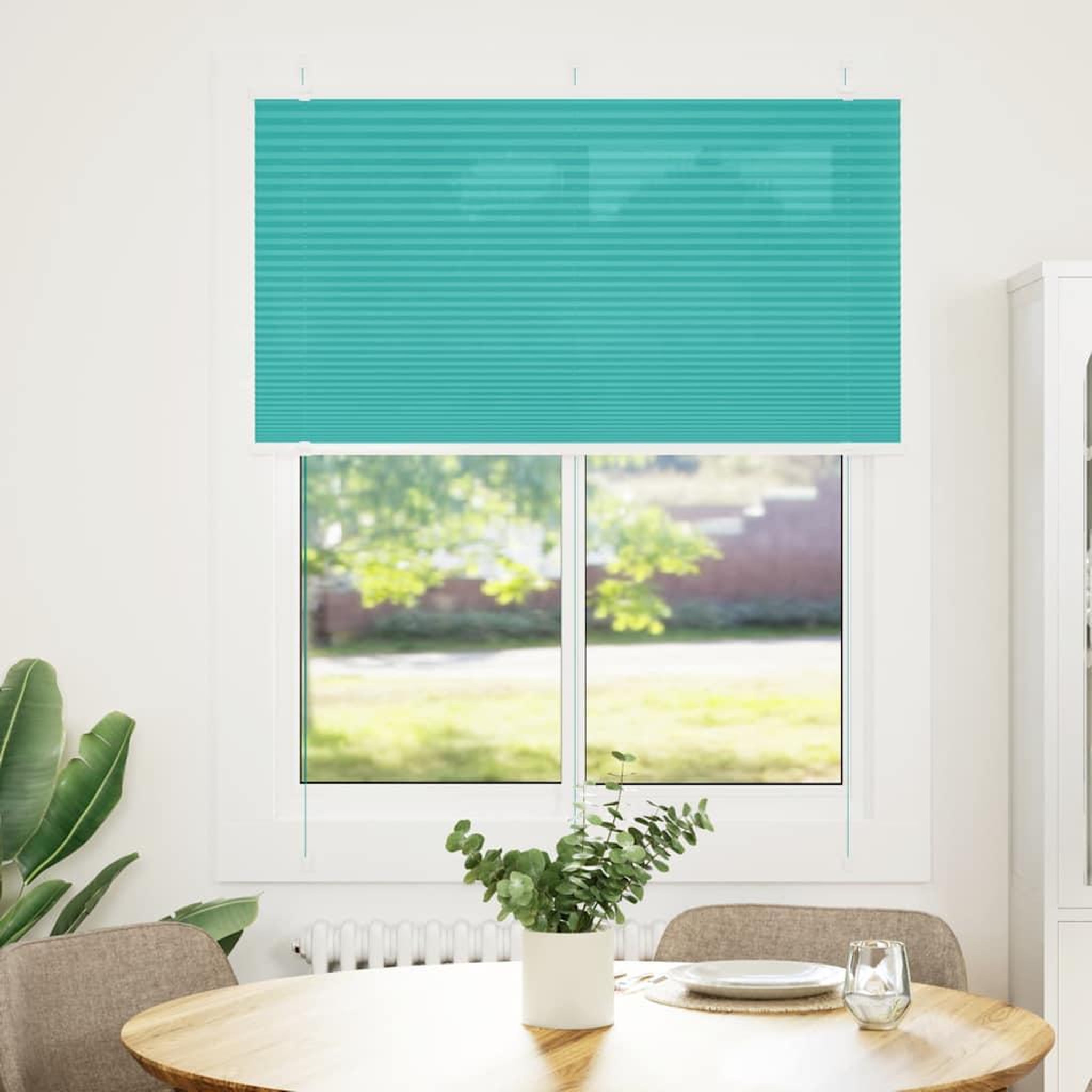 Voir la diapositive 2 : VIDAXL Store plisse vert petrole 110x100cm largeur du tissu 109,4cm