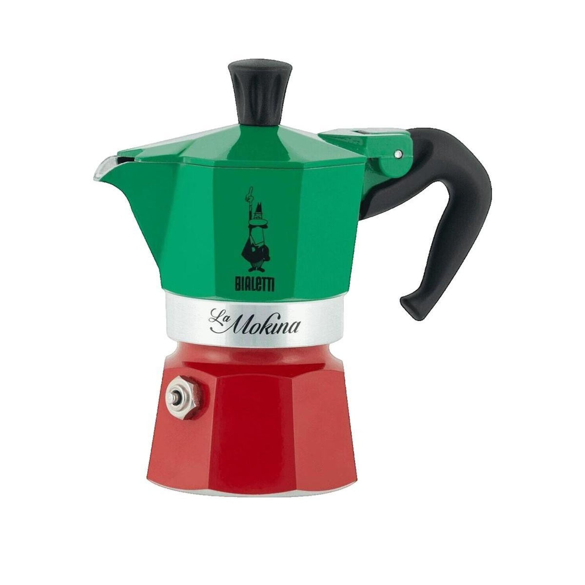 BIALETTI Cafetière Bialetti La Mokina Italia Tricolore Rouge et Vert