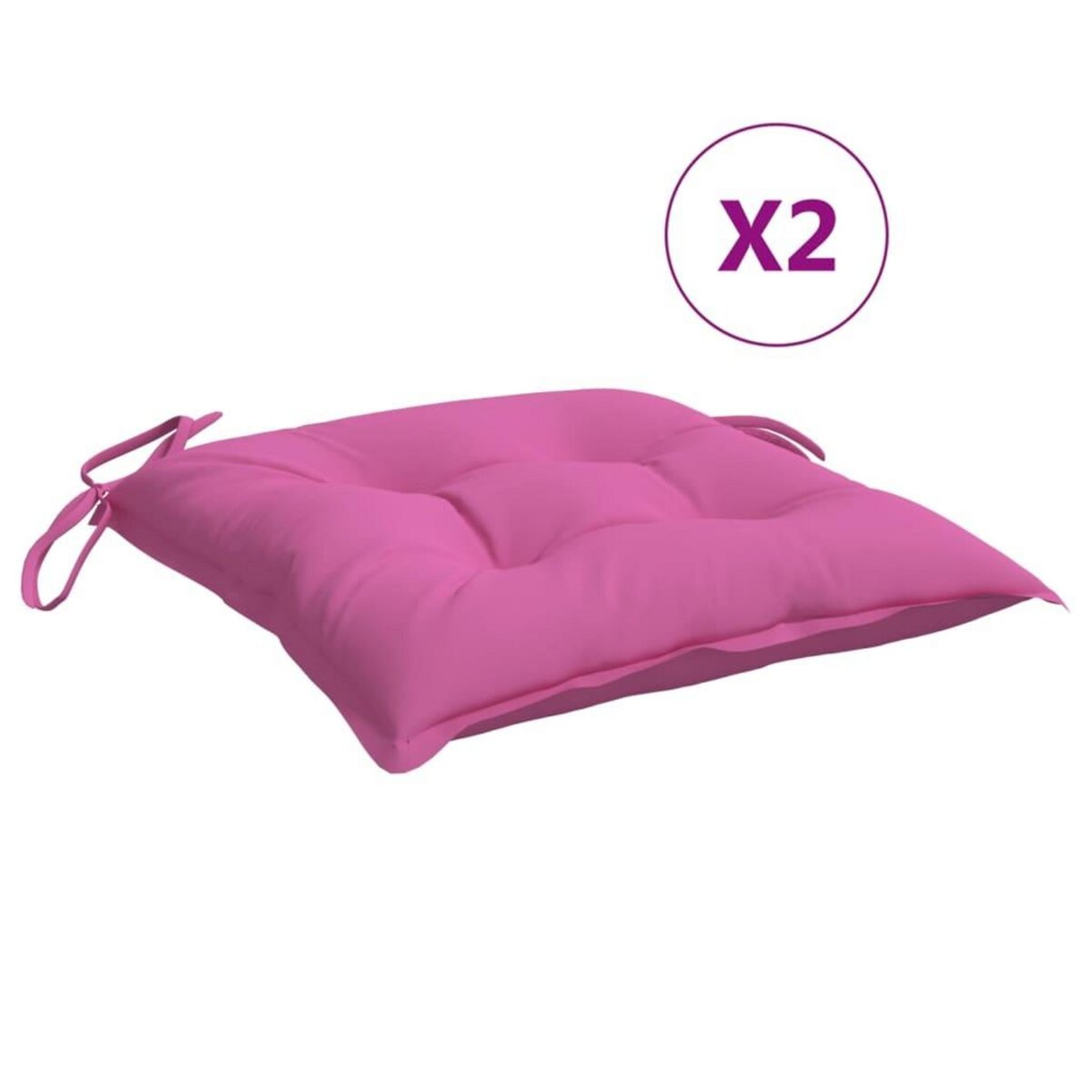 VIDAXL Coussins de chaise lot de 2 rose 50x50x7 cm tissu oxford