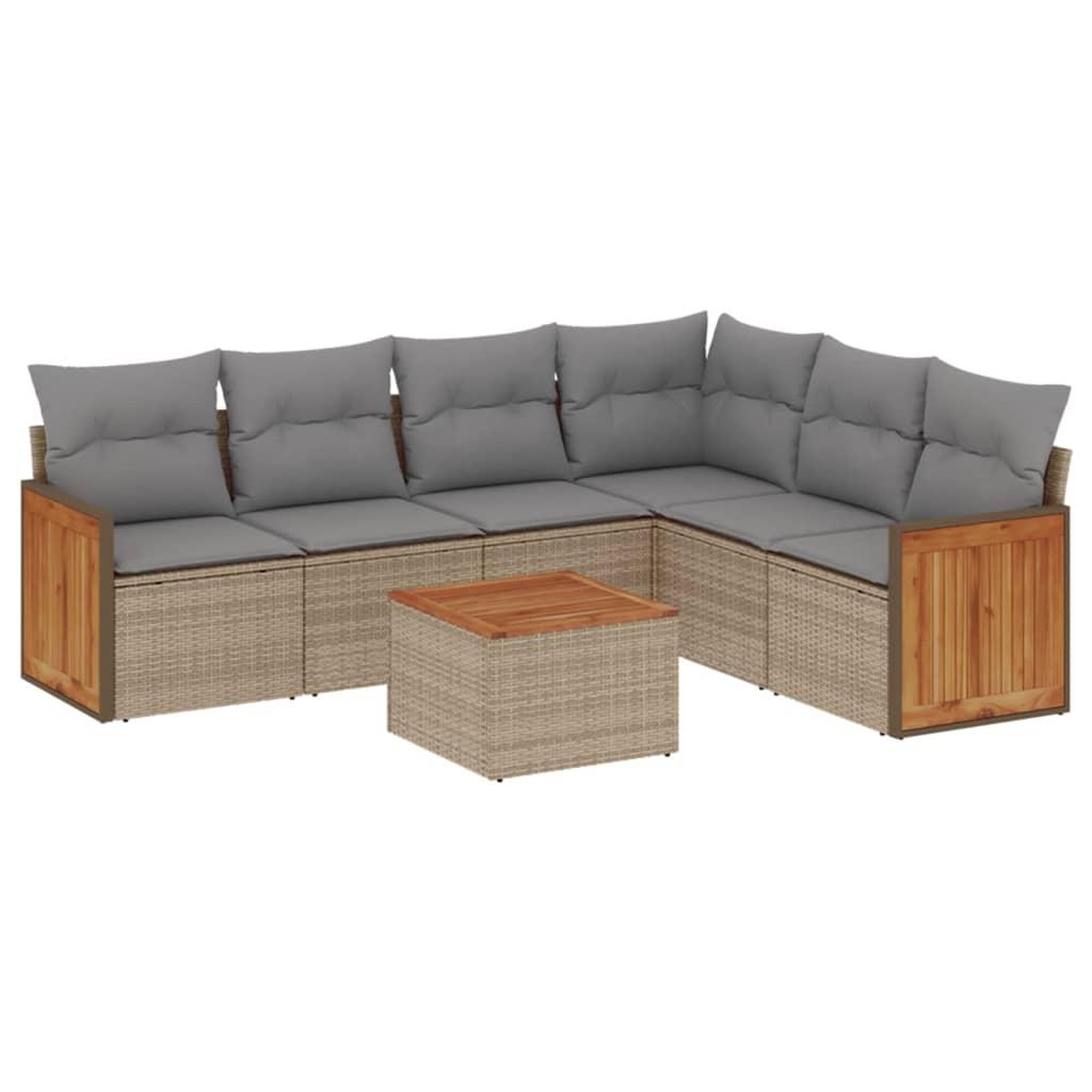 Voir la diapositive 2 : VIDAXL Salon de jardin avec coussins 7 pcs beige resine tressee