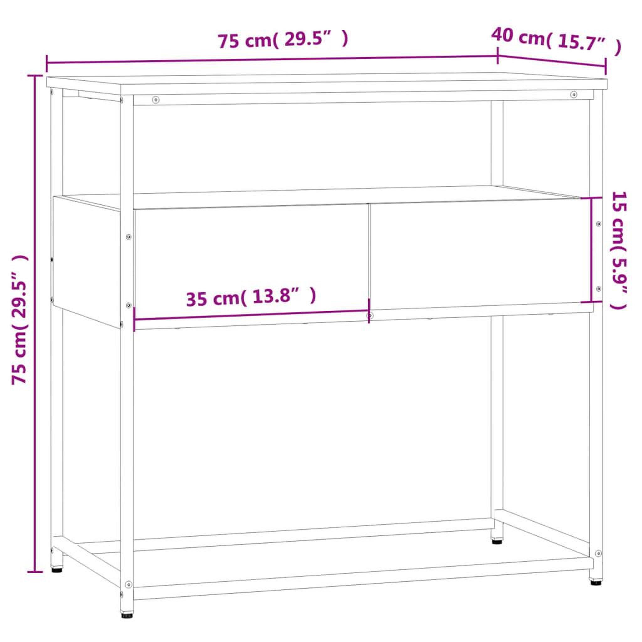 Voir la diapositive 6 : VIDAXL Table console chene marron 75x40x75 cm bois d'ingenierie